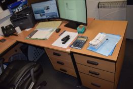 *Wood Effect Office Desk with Three Drawers 75x150cm, plus Standalone Three Drawer Unit, and Table