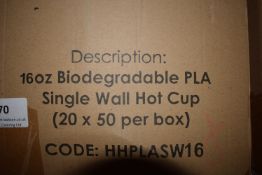 *Box of 1000 16oz Biodegradable PLA Single Wall Hot Cup