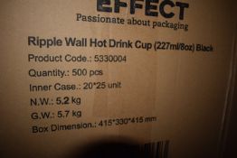 *Box of Ripple Wall Hot Drink Cups Black 8oz 500 Pieces