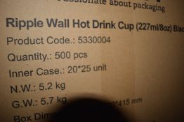 *Box of Ripple Wall Hot Drink Cups Black 8oz 500 Pieces