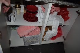 *Contents of Cupboard Including Towels, Plates etc