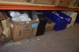 Contents of Shelf to Include Flower Transport Boxes, LED Lighting, Menu Holders, etc.