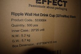 *Box of Ripple Wall Hot Drink Cups Black 8oz 500 Pieces