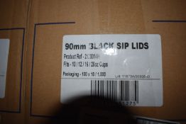 *Box Containing 90mm Black Sip Lids ~1000 Fits 10oz - 20oz Cups