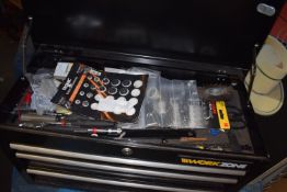 *Work Zone Black Tool Chest 60x26cm x 34cm high (no key) Including Contents