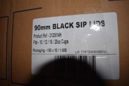 *Box Containing 90mm Black Sip Lids ~1000 Fits 10oz - 20oz Cups