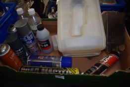 *tray containing various sprays, galvanisers, pain