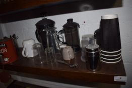 *Contents of Shelf to Include Retro Looking Coffee Grinder, Clock in the Form of Coffee Tin,