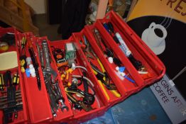 *Red Canterlever Toolbox with Seven Trays Containing Assorted Hand Tools