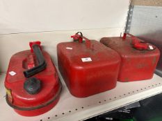 3 x Red Metal Petrol cans