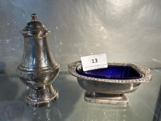 Silver plated salt cellar & pepper shaker