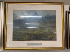 Signed Framed Print of Scour na Gillean, from Sligachan, Skye By C.B. Phillip 1899 96cm W x 78cm H