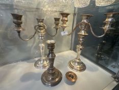 Silver plated candelabras (A/F)