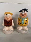 2 x Flinstones ceramic money jars - Fred & Barney