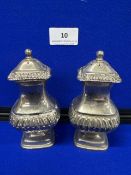 A pair of silver plated salt & pepper shakers