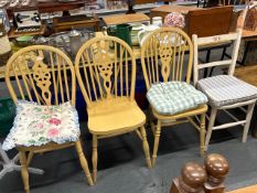 4 x Dining chairs and 3 seat cushions