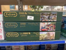 3 x Falcon 1000 piece jigsaw puzzles