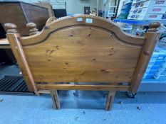 Single bed varnished pine headboard