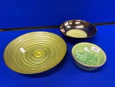 Set of 3 decorative green and bronze bowls