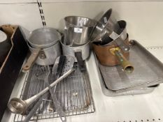 Selection of pans, cooking trays and utensils
