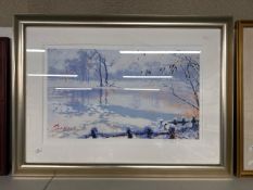 Signed Limited Edition Print Titled Thin Ice by Rolf Harris. Print No. 172/295 109cm W x 80cm H