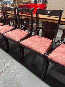 10 x mahogany finish, cabriole leg, upholtstered dining chairs