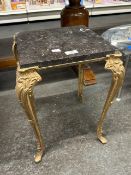 Bronzed frame side table with marble top 32cm x 32cm