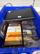 Toshiba DVD player and a large quantity of DVD's (box not included)