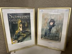 2 framed vintage Schweppes posters 31cm Wide & 44cm Tall