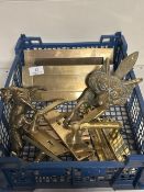 Selection of brass door hardware, including knockers handles and letterboxes