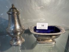 Silver plated salt cellar & pepper shaker
