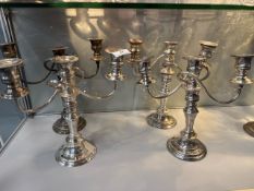 4 x Silver plated candelabras (A/F)