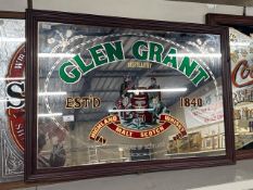 Vintage Glen Grant Scotch Whisky Framed Advertisement Mirror 88cm W x 63cm H