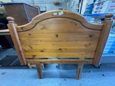 Single bed varnished pine headboard
