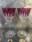 2 x Saint-Louis Tommy crystal wine glasses in Porto Violet