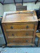 Antique writing bureau with drop-down writing shelf and drawers