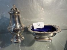 Silver plated salt cellar & pepper shaker