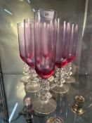 6 x coloured glass champagne flutes