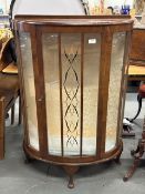 Vintage bow glass front display cabinet