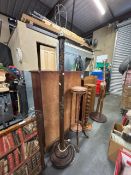 Carved wooden floor lamp with oriental dragon design 185cm H without Shade