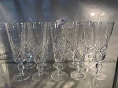 10 x cut crystal champagne flutes