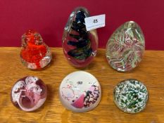6 x Decorative glass paper weights