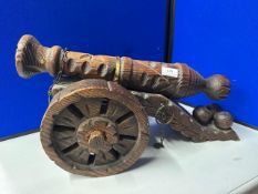 Decorative carved Wooden Cannon (A/F)