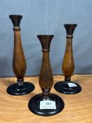 metal wood effect tiered candlestick holder set