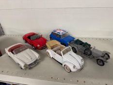 5 x Die Cast model replica cars with a 1:18 scale