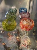 Set of 6 Harlequin Cut Crystal Hock wine glasses