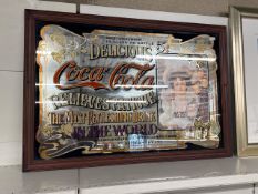 Vintage Coca Cola Framed Avertisement Mirror 96cm W x 69cm H