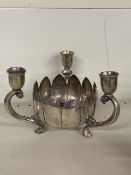 Vintage silver plated lotus flower centrepiece candle holder