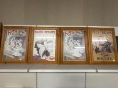 4 Pine framed vintage posters 53cm W x 72cm H