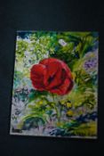 Small Oil on Canvas 'A Poppy' 51x51cm